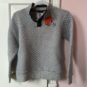 NFL Cleveland Browns 1/4 Button Up Quilted Fleece Pullover Long Sleeve Sweater